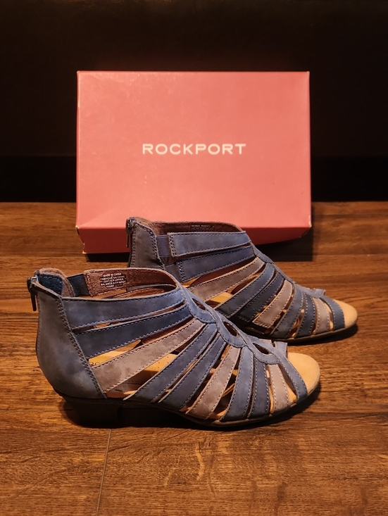 Rockport Shoes - Women Rockport Women's Blue and Tan Strappy Mule Clog